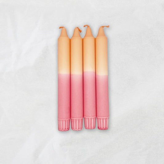 MINGMING - Kaarsen - Dip Dye - Pale Peach/Sugar Coral - Set van 4