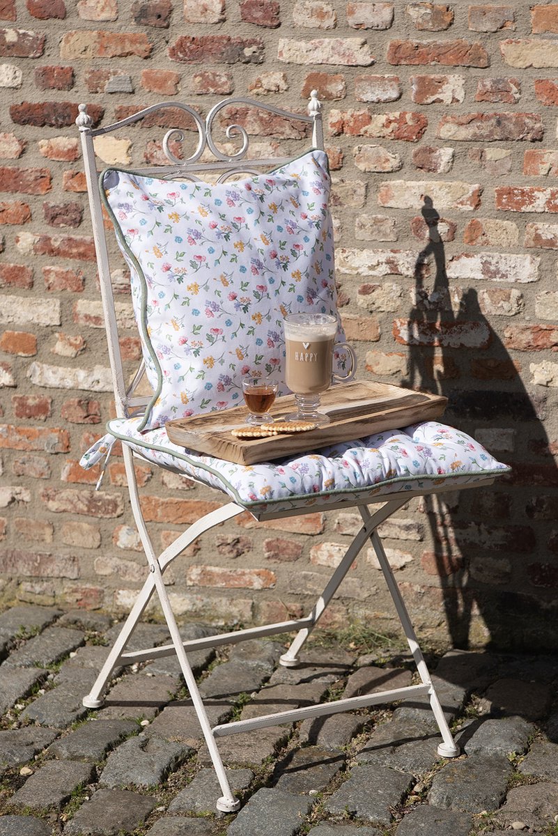 Clayre & Eef Ovenwant 18x30 cm Wit Groen Katoen Bloemen