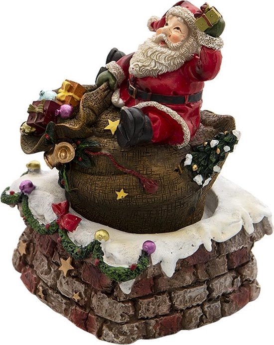 Clayre & Eef | Muziekdoos Kerstman Rood, Bruin ø 10*15 cm | 6PR4736