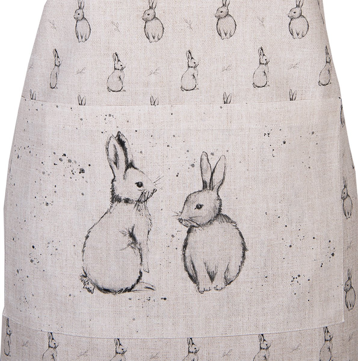 Clayre &amp; Eef Keukenschort 70x85 cm Beige Grijs Katoen Konijn