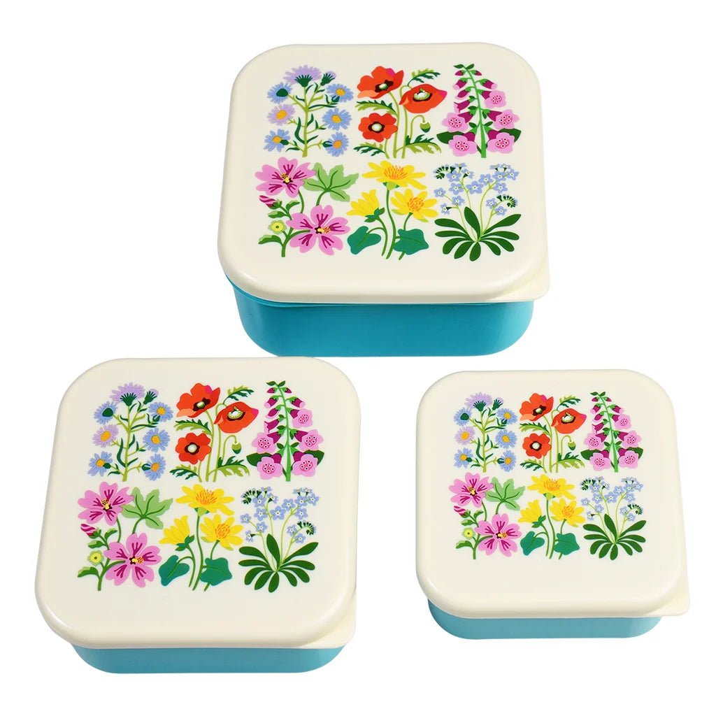 Snackbox / Lunchbox (3st.) Wild Flowers van Rex London