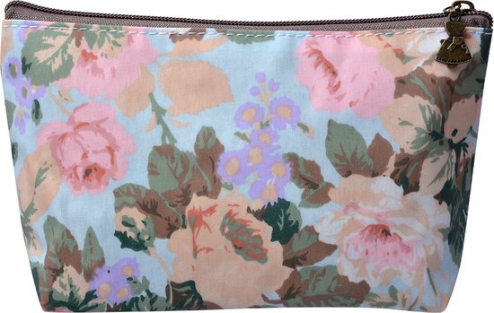 Juleeze Toilettas Dames 22*14 cm Wit Polyurethaan ( PU) Bloemen Make Up Tasje Make-Up Etui