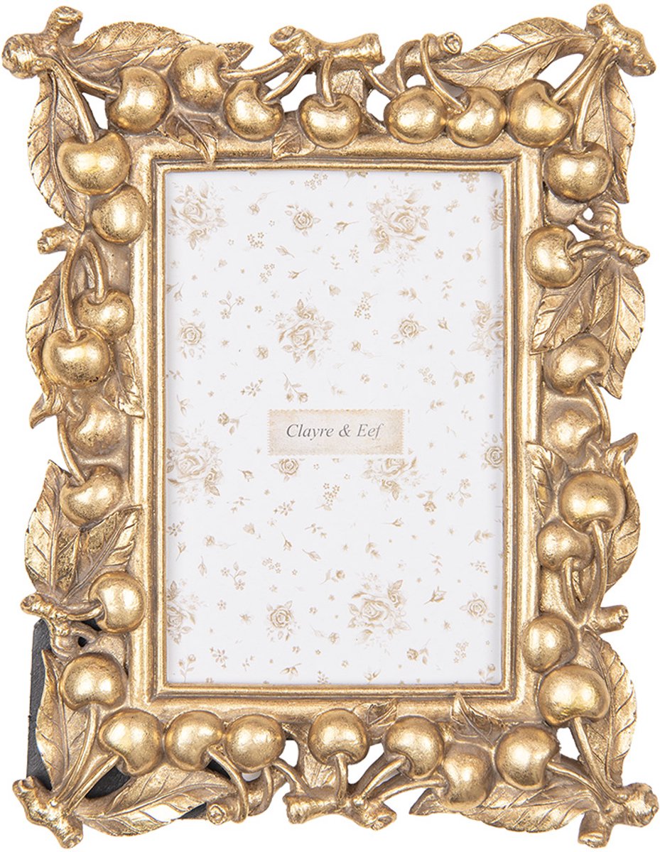Clayre & Eef Fotolijst 10x15 cm Goudkleurig Kunststof Glas Kersen