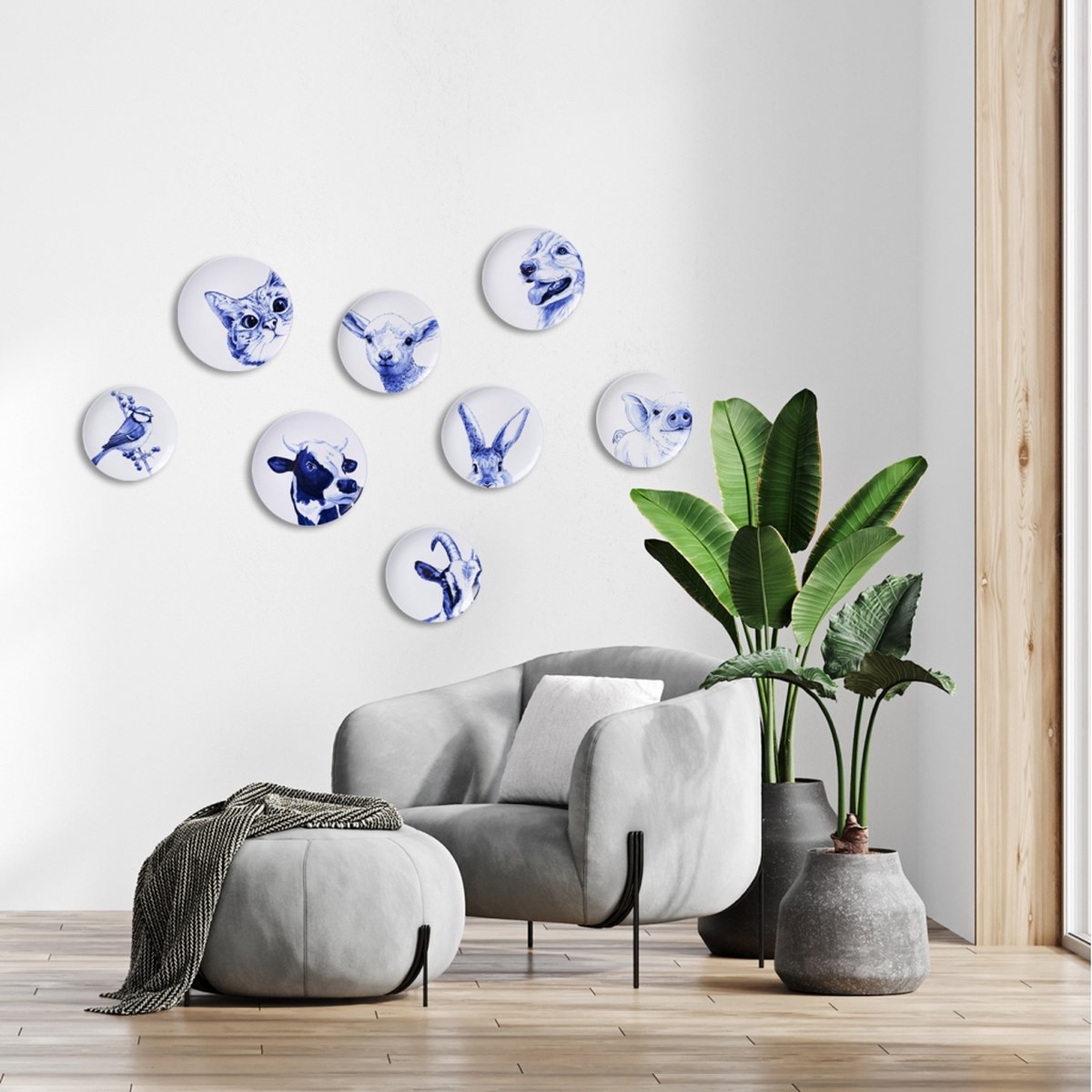 Wandbord Pimpelmees - Keramiek - 20 cm