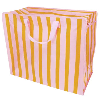 Rex London Jumbo Opbergtas shopper Roze Oranje Strepen - 78 Liter - Grote Verhuistas Wasgoedtas - 58 x 28 x 48 cm
