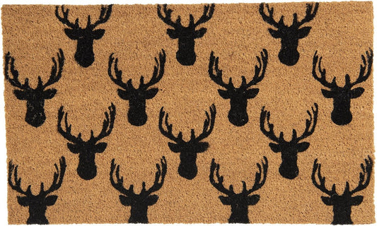 Clayre & Eef Deurmat 75x45 cm Bruin Kokosvezel Rubber Rechthoek Eland Mat Schoonloopmat Doormat