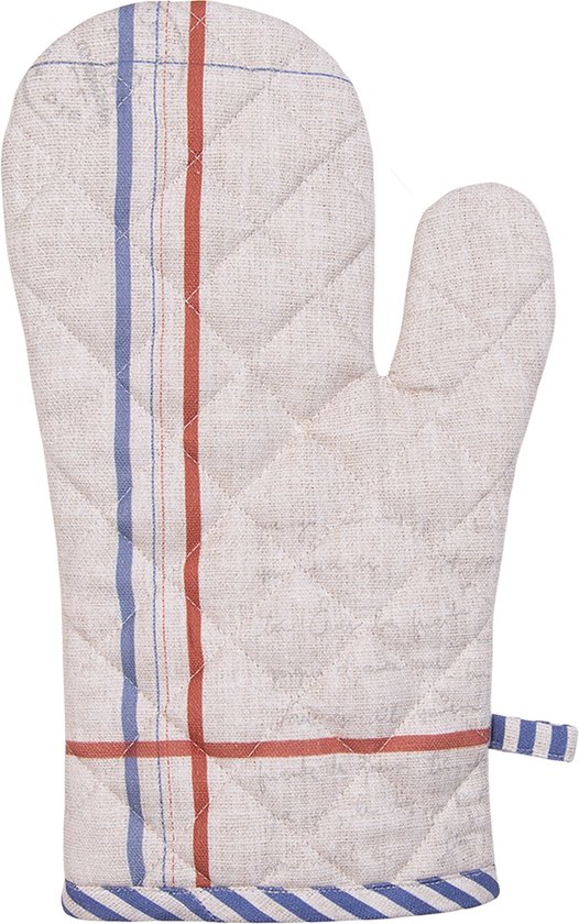 Clayre & Eef Ovenwant 18x30 cm Beige Katoen Haan Ovenhandschoen Keukentextiel Cadeau voor haar