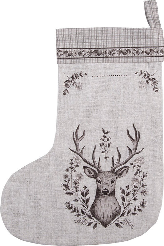 Clayre & Eef Kerstsok 30x40 cm Beige Katoen Hert
