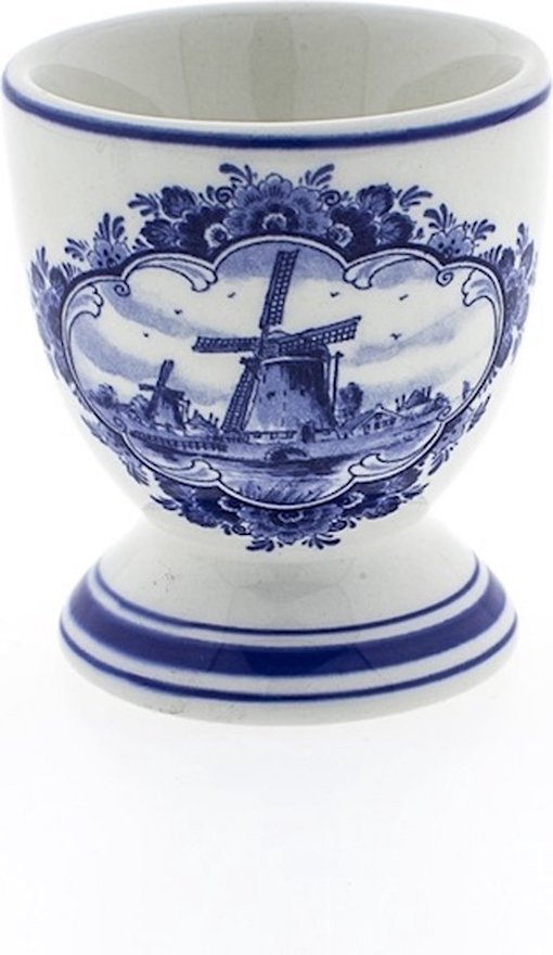 Heinen delfts blauw 2 stuks eierdopjes molen