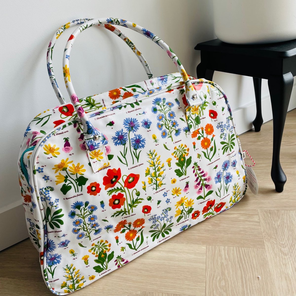 Rex Londond | weekendtas bloem / wild flowers | wit met bloemetjes | waterafstotend