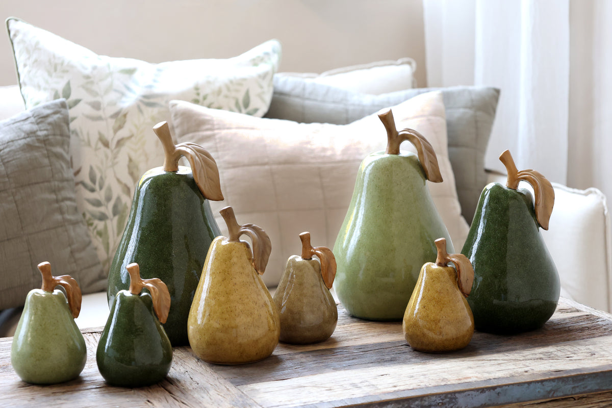 Chic Antique Decoratieve Peer – Keramiek – Groen – 13,5 cm – Woondecoratie – Decoratiebeeld