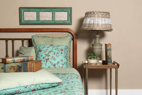 Clayre & Eef Kussenhoes 50*50 cm Turquoise Polyester Vierkant Sierkussenhoes Kussen hoes