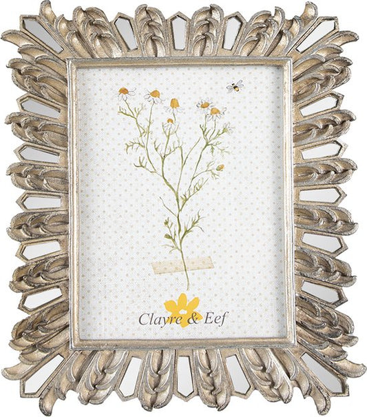 Clayre & Eef Fotolijst 13x18 cm Zilverkleurig Kunststof Glas Fotokader Wissellijst Foto Frame