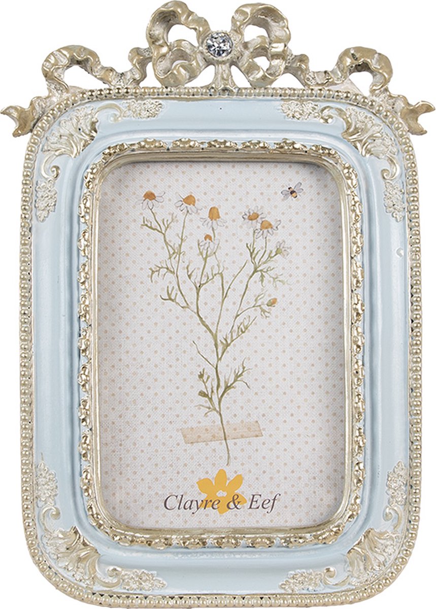 Clayre & Eef Fotolijst 10x15 cm Blauw Kunststof Glas Fotokader