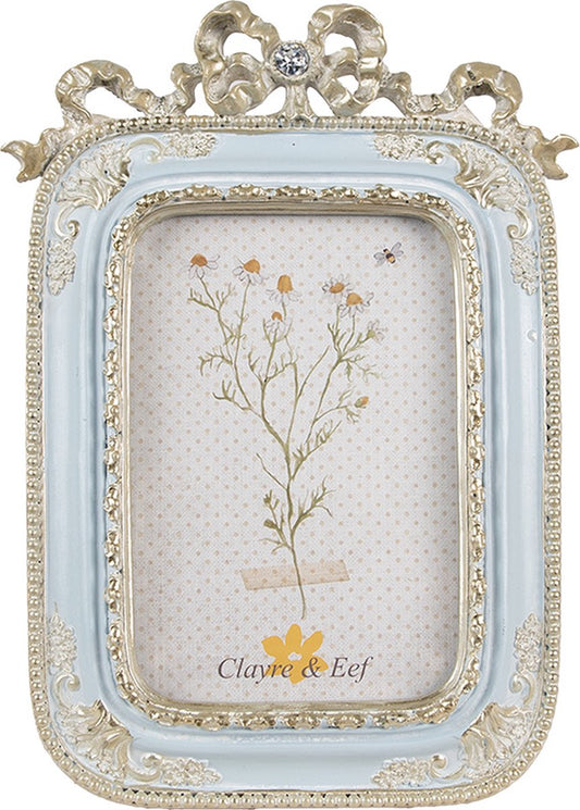Clayre & Eef Fotolijst 10x15 cm Blauw Kunststof Glas Fotokader
