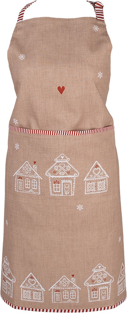 Clayre & Eef Keukenschort 70x85 cm Bruin Katoen Gingerbread house