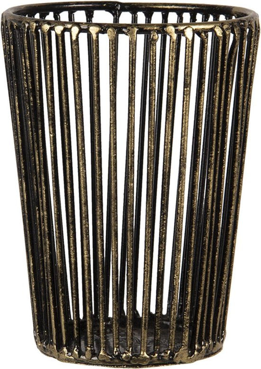 Clayre & Eef Theelichthouder Ø 10*14 cm Koperkleurig Ijzer Rond Waxinelichthouder Windlichthouder