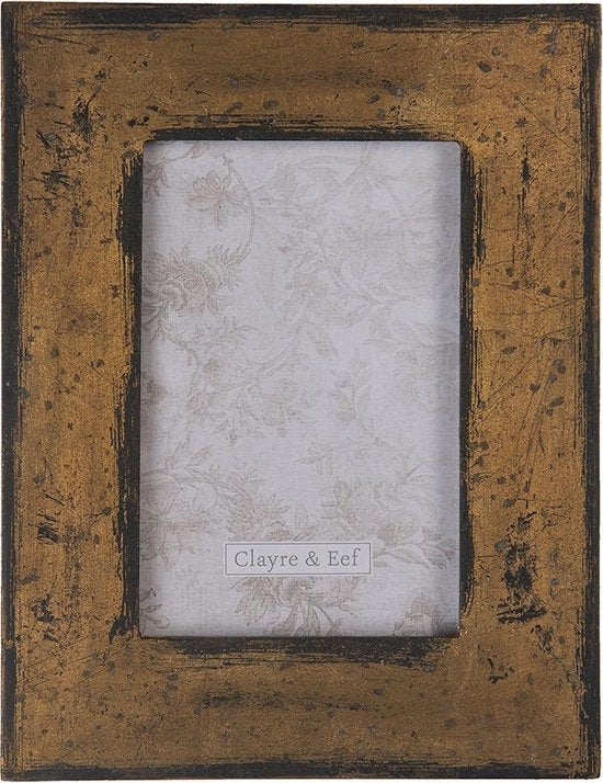 Clayre & Eef Fotolijst 17*1*22 cm / 10*15 cm Bruin Kunststof Glas Rechthoek Fotokader Wissellijst Foto Frame