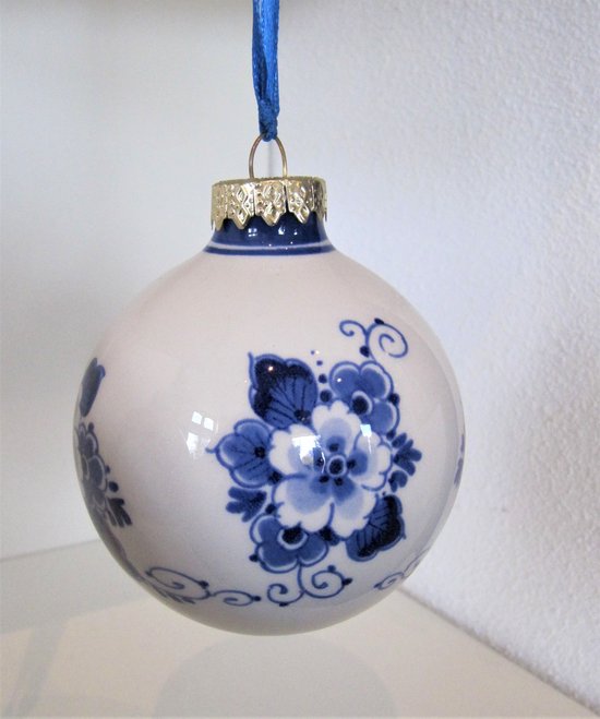 Heinen Delfts Blauw | Kerstbal Amsterdam  | Souvenir | Holland | Kerstversiering