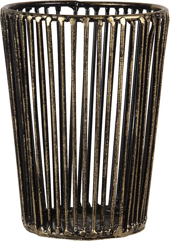Clayre & Eef Theelichthouder Ø 10*14 cm Koperkleurig Ijzer Rond Waxinelichthouder Windlichthouder