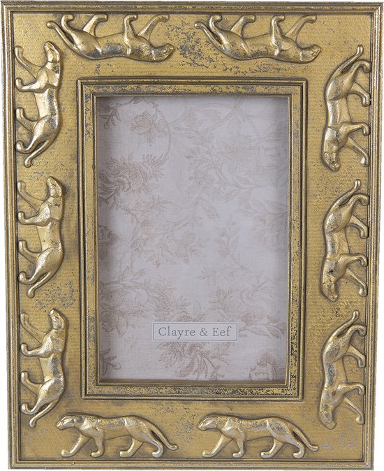 Clayre & Eef Fotolijst 10*15 cm Goudkleurig Kunststof Fotokader Wissellijst Foto Frame