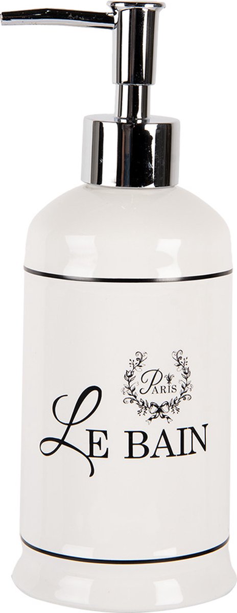 Clayre & Eef Zeepdispenser 350 ml Wit Keramiek Zeeppompje