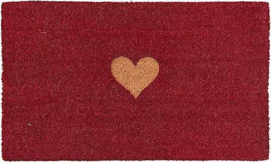 Clayre & Eef Deurmat 75x45 cm Rood Kokosvezel Rubber Rechthoek Hart Kokosmat Mat Schoonloopmat