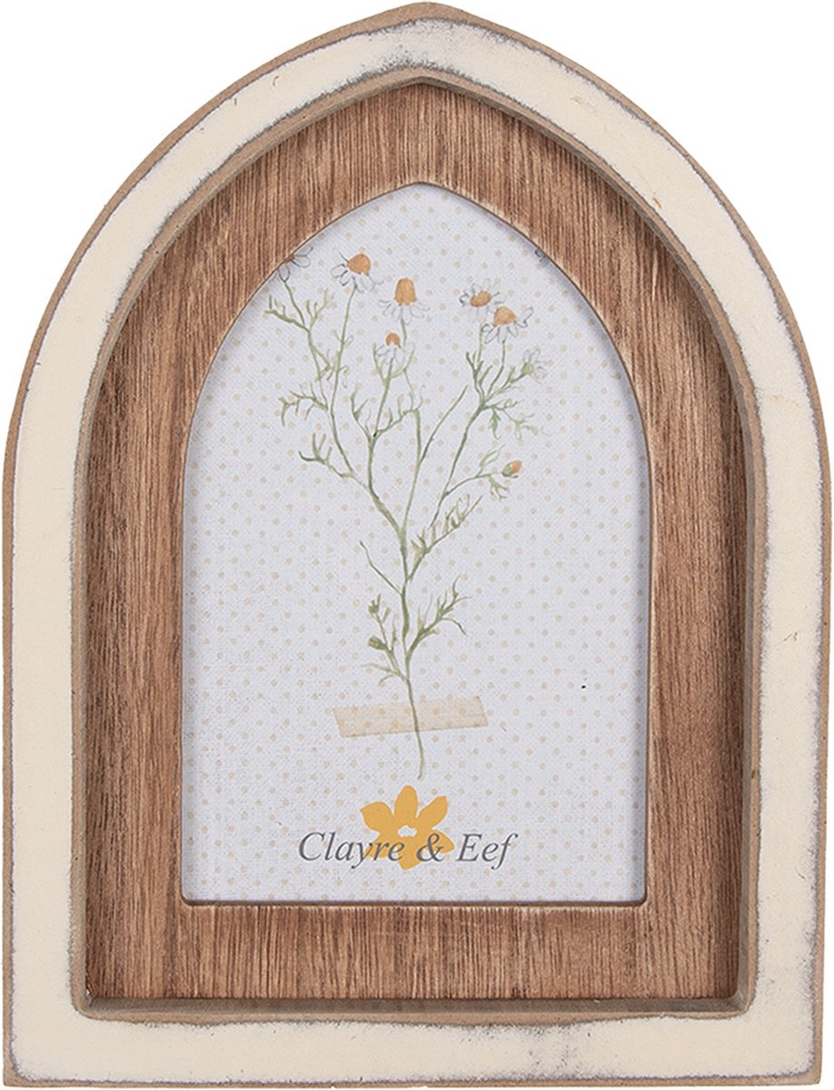 Clayre & Eef Fotolijst 10x15 cm Bruin Beige Houtproduct Rechthoek Fotokader