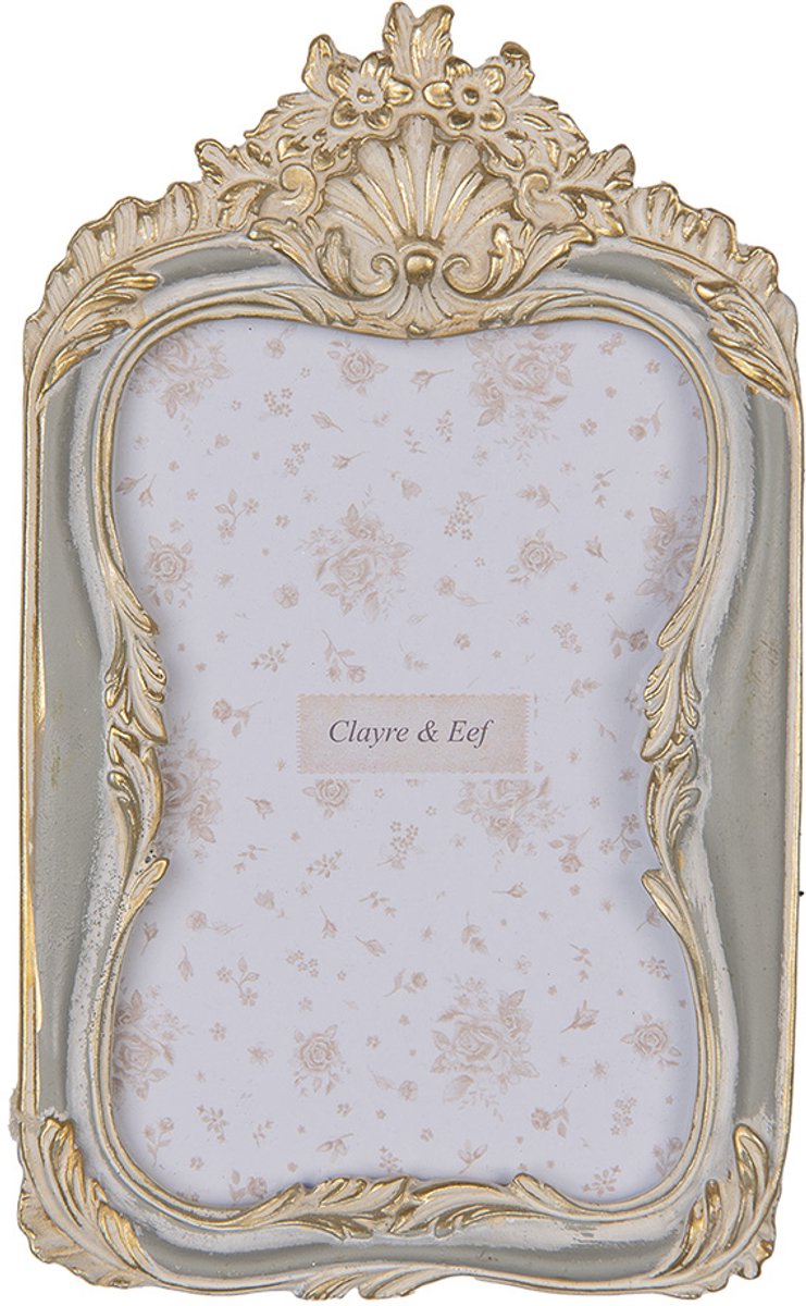 Clayre & Eef Fotolijst 10x15 cm Grijs Goudkleurig Kunststof Glas