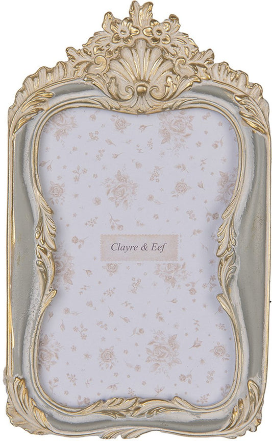 Clayre & Eef Fotolijst 10x15 cm Grijs Goudkleurig Kunststof Glas