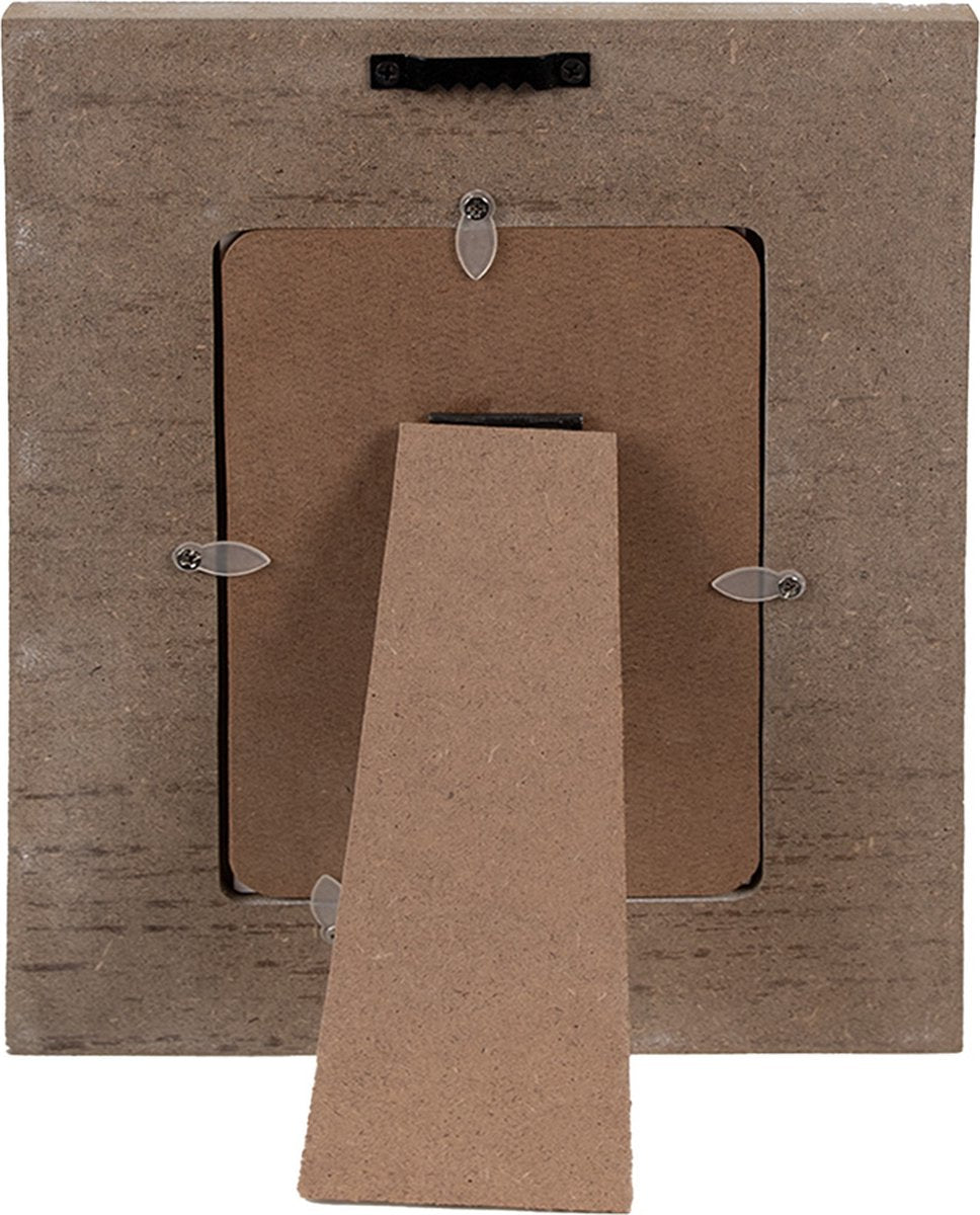 Clayre & Eef Fotolijst 10x15 cm Wit Bruin Hout Glas Rechthoek Fotokader