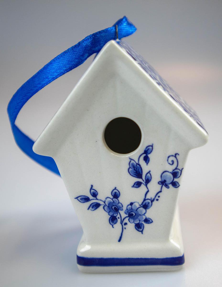 Kersthanger Vogelhuisje | Heinen Delfts Blauw | 2 stuks | Kerstversiering