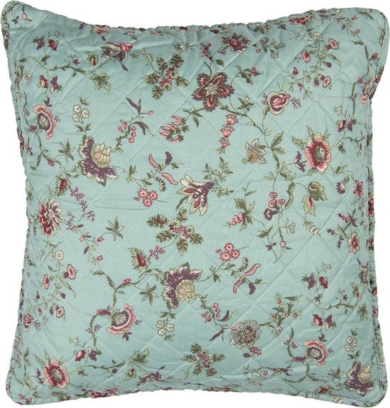 Clayre & Eef Kussenhoes 50*50 cm Turquoise Polyester Vierkant Sierkussenhoes Kussen hoes
