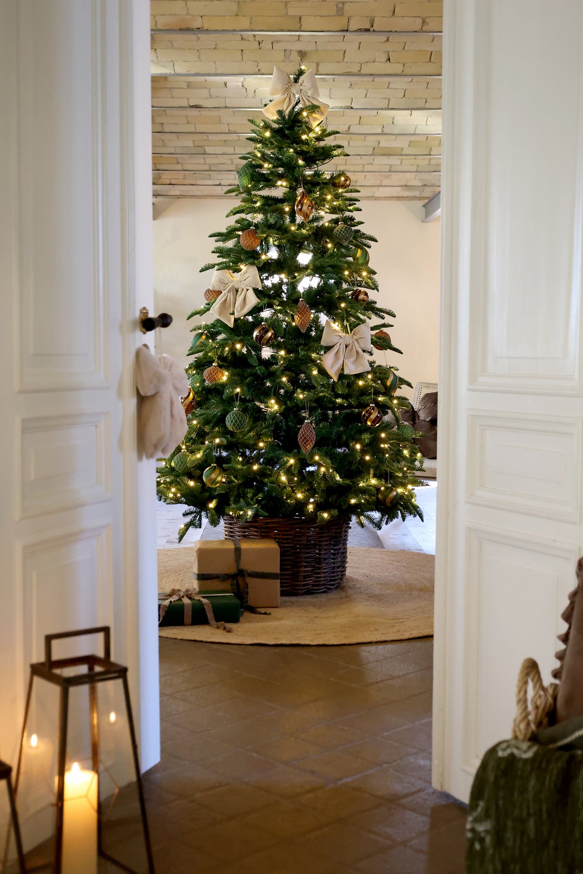 Chic Antique Glazen Kerstballen – Olijfgroen en Goud– Set van 3 – Kersthangers met Glitter – Luxe Kerstboomdecoratie