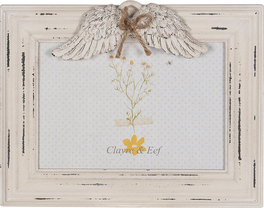 Clayre & Eef Fotolijst 18x13 cm Wit Houtproduct Fotokader
