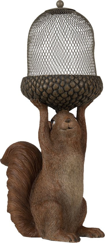 Clayre & Eef Beeld  Eekhoorn 23*15*42 cm Bruin Kunststof Woonaccessoires beeld decoratie  Decoratieve Accessoires