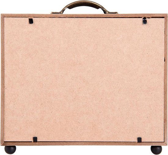 Clayre & Eef Spaarpot 18*7*17 cm Bruin MDF Glas Rechthoek Leuke Spaarpot Spaarvarken