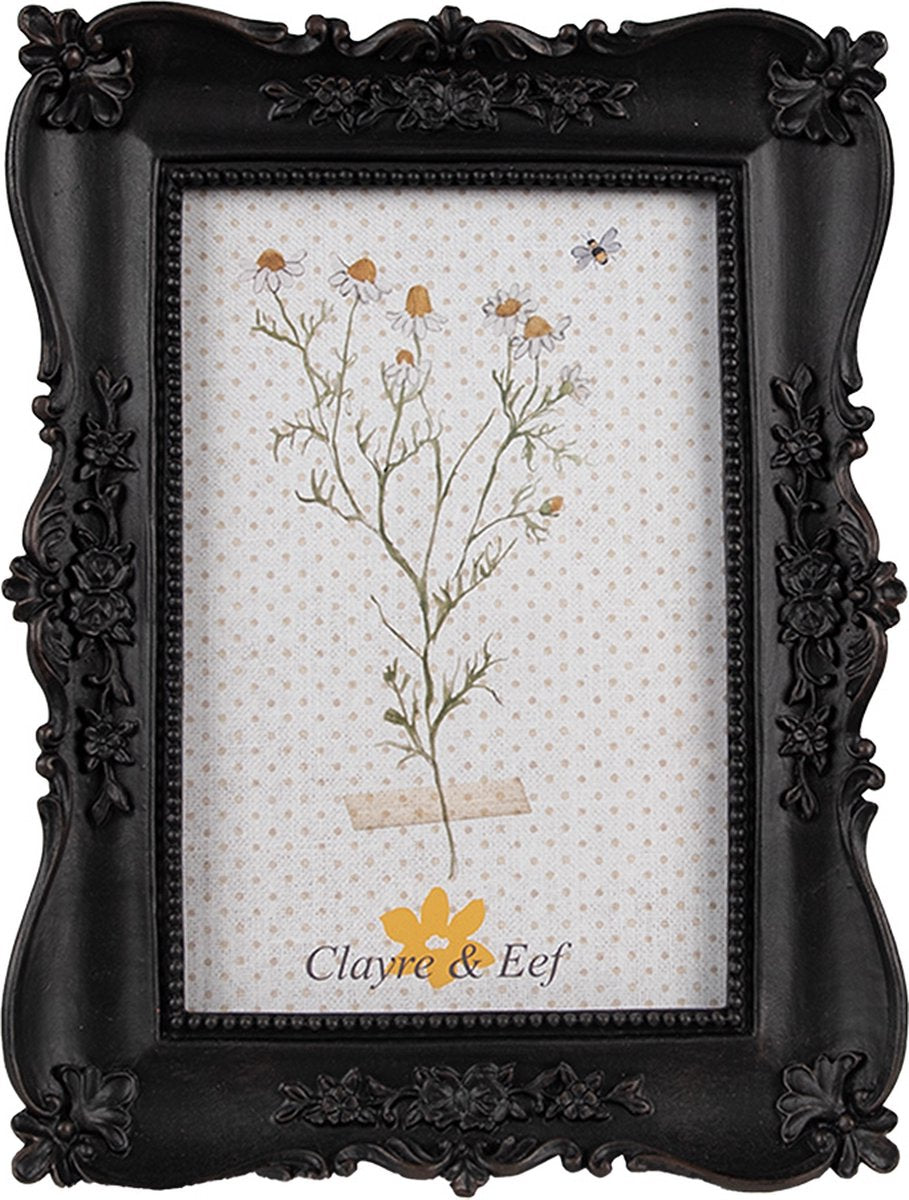 Clayre & Eef Fotolijst 10x15 cm Zwart Kunststof Glas Fotokader