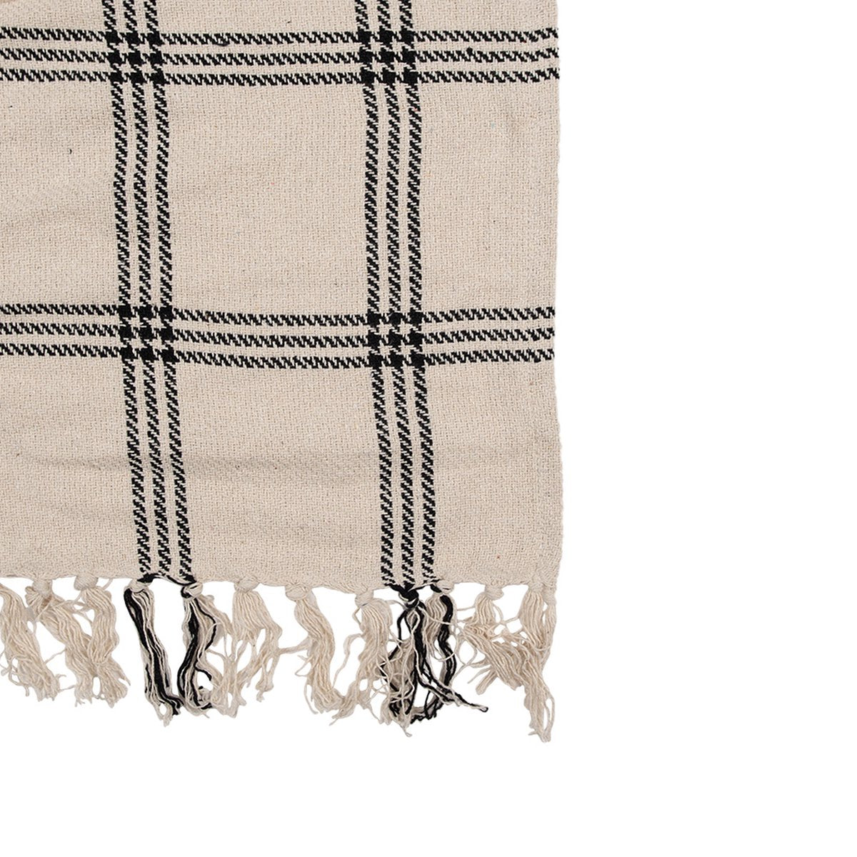 Clayre & Eef Plaid 125x150 cm Beige Zwart Katoen Ruiten Deken