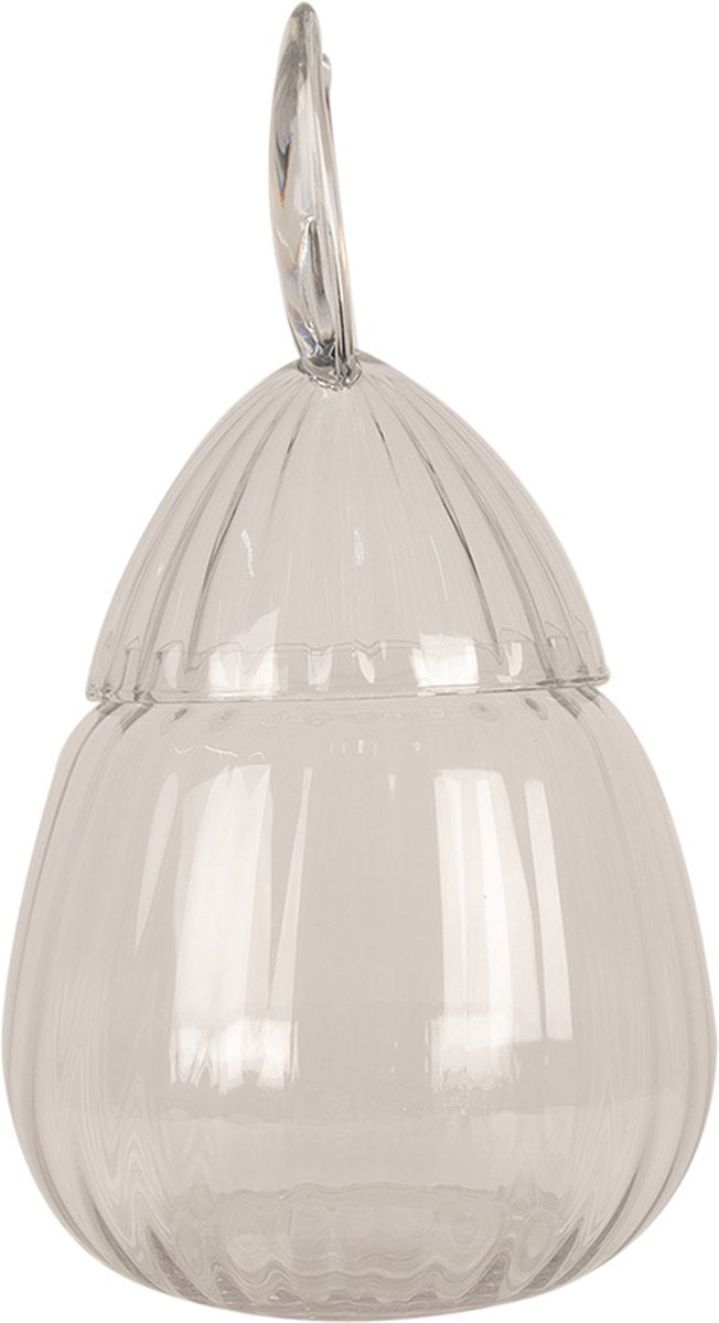 Clayre & Eef Glazen potje Ø 20x34 cm Transparant Glas Ovaal Konijn Potje met Deksel