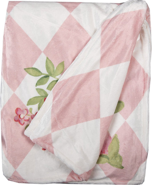 Clayre & Eef Plaid 130x170 cm Roze Wit Polyester Deken