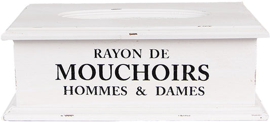 Clayre & Eef Tissue Box 28x16x10 cm Wit Hout