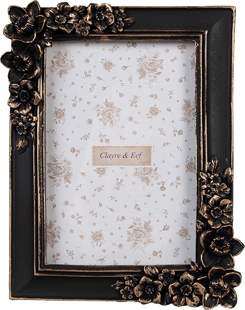 Clayre & Eef Fotolijst 10x15 cm Zwart Kunststof Glas Fotokader