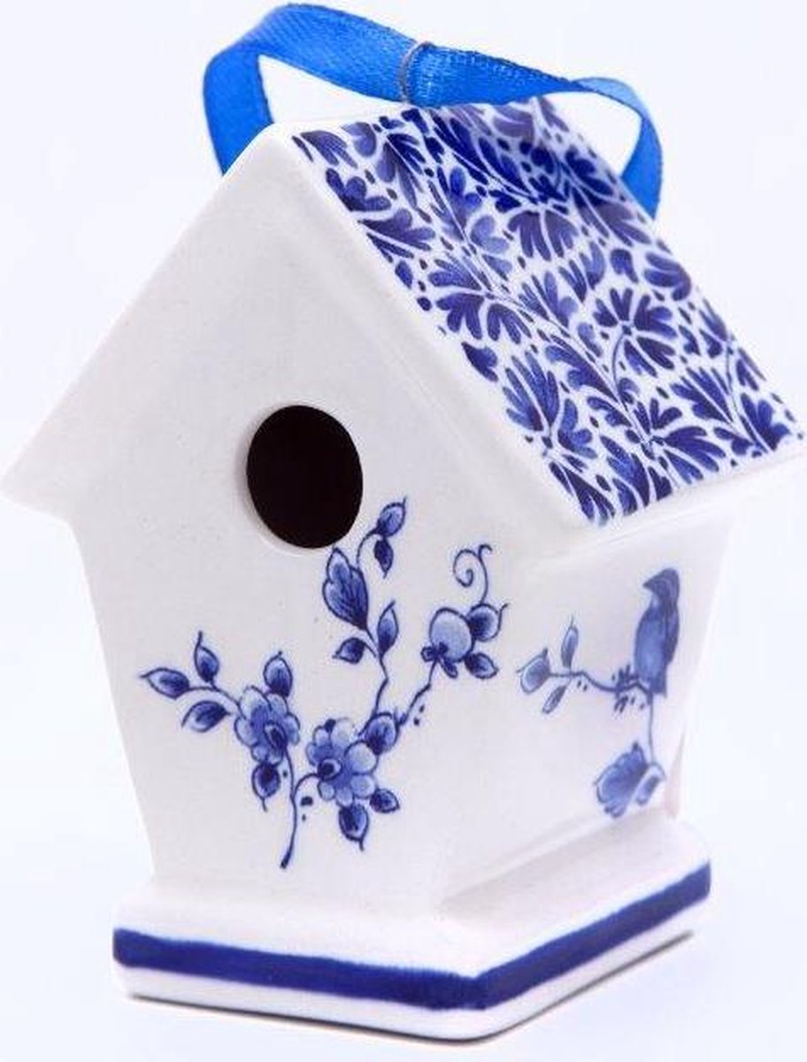 Kersthanger Vogelhuisje | Heinen Delfts Blauw | 2 stuks | Kerstversiering