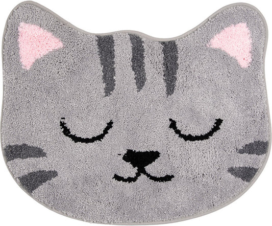 Clayre & Eef Badmat 60x50x1 cm Grijs Polyester Kat