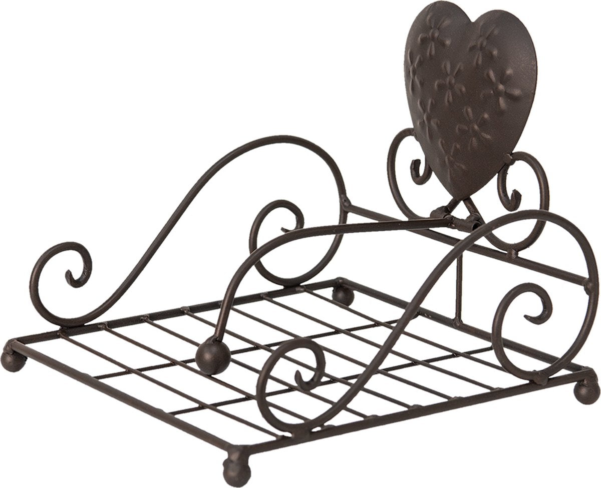 Clayre & Eef Servettenhouder 21x21x18 cm Bruin Ijzer Vierkant Hart Servethouder