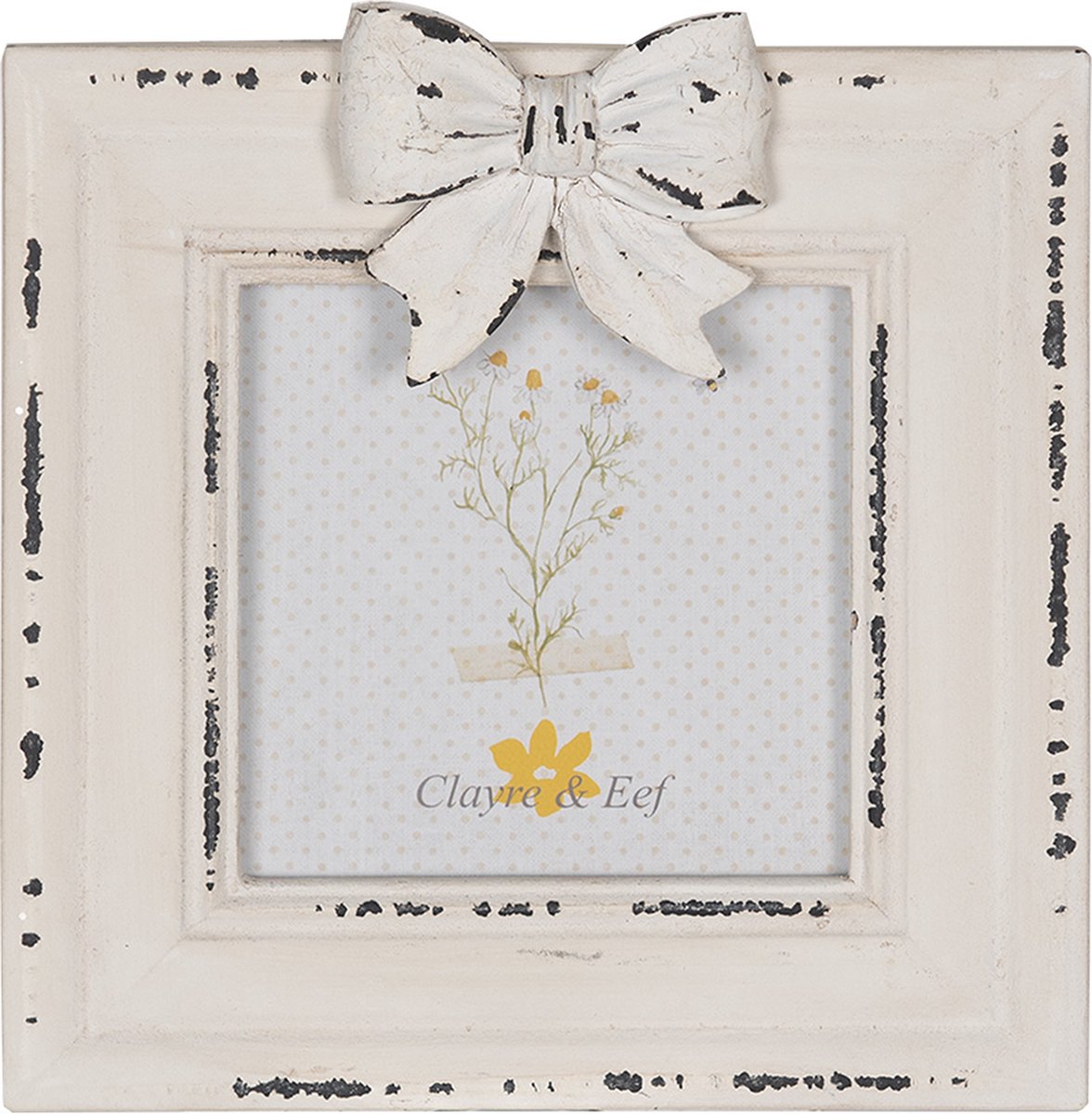 Clayre & Eef Fotolijst 10x10 cm Wit Houtproduct Fotokader