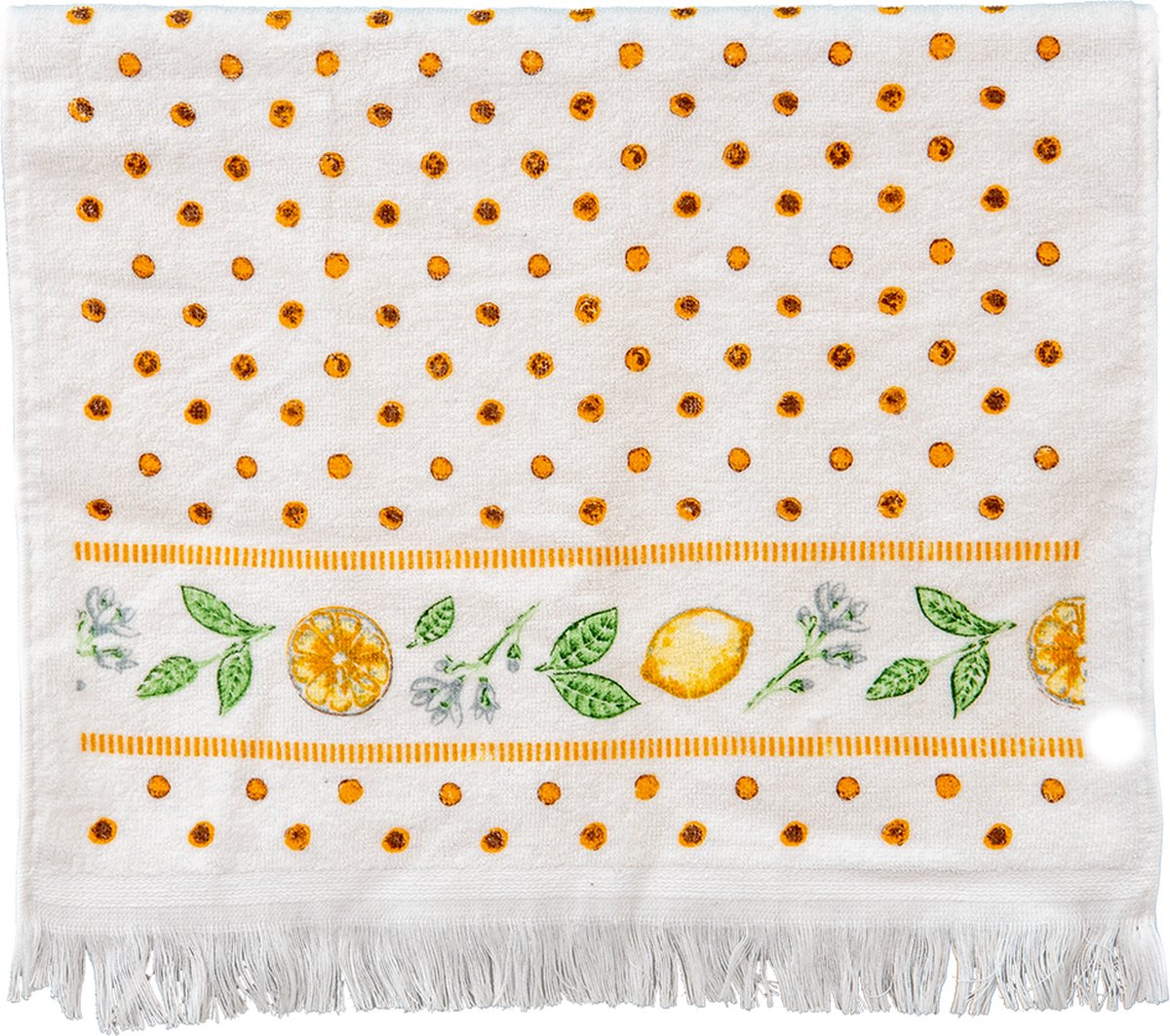 Clayre & Eef Gastendoekje 40x66 cm Geel Katoen Citroenen Toilet handdoek Kleine handdoek Gastendoek