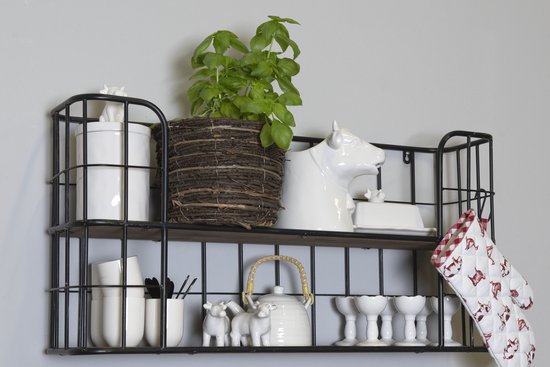 Clayre & Eef Theepot met Filter 17*12*10 cm / 600 ml Wit Porselein Rond Theekan Cadeau voor haar Chinese Theepot