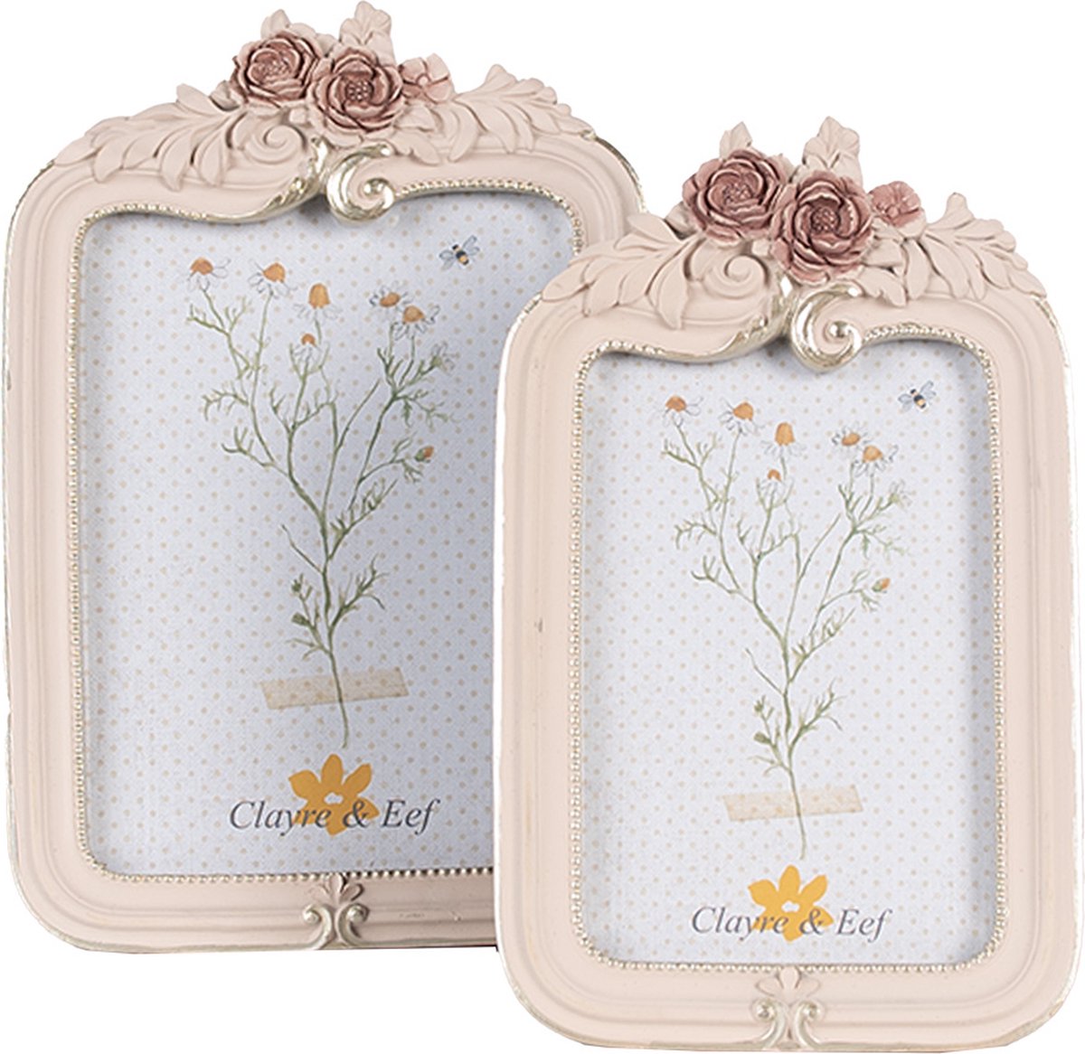 Clayre & Eef Fotolijst 10x15 cm Roze Kunststof Glas Rechthoek Fotokader